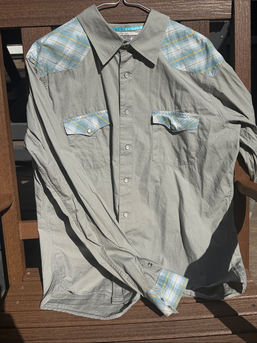 Men's Toddland western pearl snap long-sleeve Western Shirt w/Blue Plaid Accents